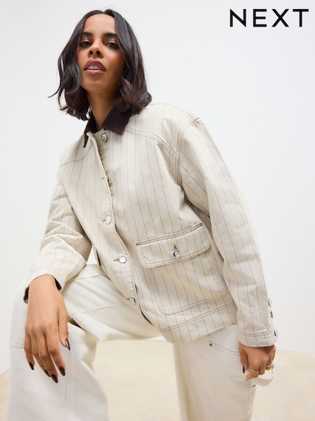 Neutral Stripe Neutral Cord Collar Jacket (AJ5750) | £50