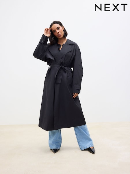Black Shower Resistant Trench Coat (AV1049) | £65